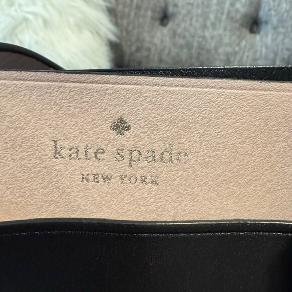 KATE SPADE Magnolia Street Black Pink Blush Double Pocket Tote Bag Key Ring - Picture 4 of 10
